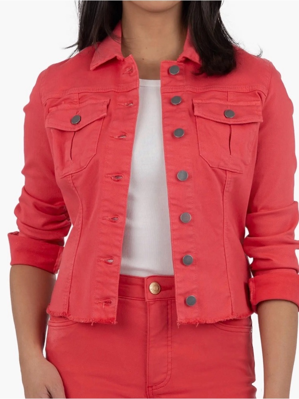 Kut from the Kloth Coral Cropped Denim Jacket